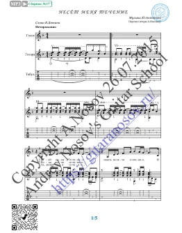 Несёт меня течение (Вокал Гитара Ноты Табы)