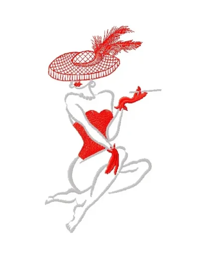 Компьютерная-машинная вышивка Леди в красном