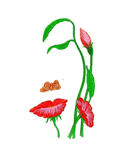 Машинная вышивка образ лица из цветов