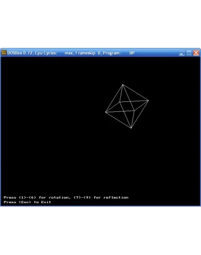 Трехмерные преобразования (октаэдр, Turbo Pascal)