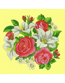 Машинная вышивка Картина цветы