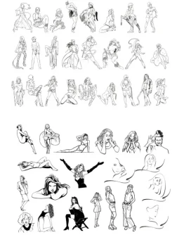 Клипарт силуэтов девушек в векторе