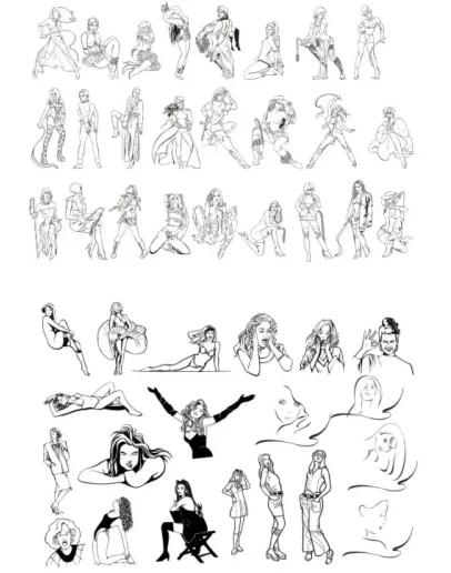 Клипарт силуэтов девушек в векторе