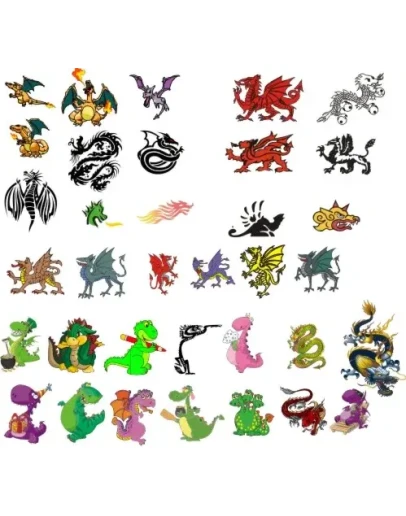 Драконы в векторе - клипарт