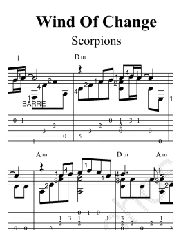 Wind Of Change (Scorpions). Ноты и табы для гитары