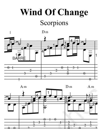 Wind Of Change (Scorpions). Ноты и табы для гитары
