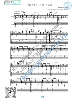 Вернись в Сорренто (Ноты и табы для гитары соло) Вернись в Сорренто (Ноты и табы для гитары соло)