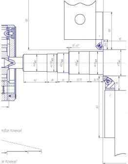 Чертеж. Токарная наладка. Деталь - вал.
