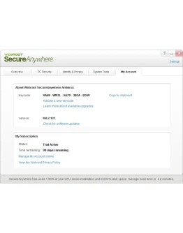 WebRoot SecureAnywhere AntiVirus 2013: ключ на 90 дней