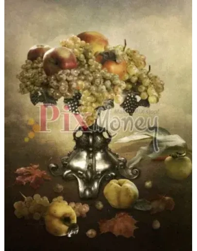 Generous gifts of of autumn, fruits in a vase on a vint