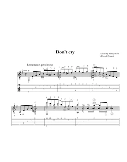 Don't Cry (Не плачь). Пьеса для гитары. Ноты и табы