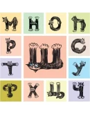 Векторные буквы русского алфавита в виде кошек