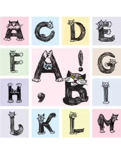 Буквы латинского алфавита в виде кошек