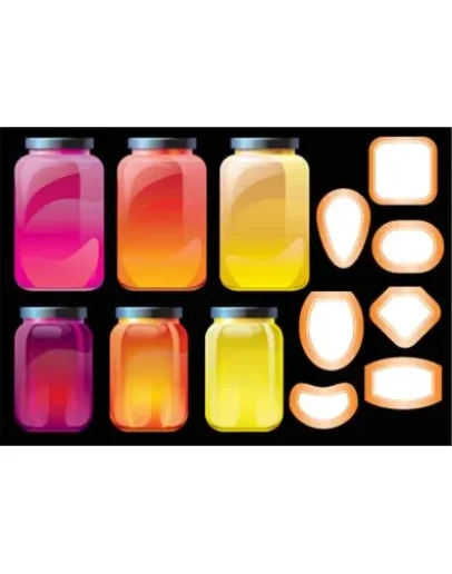 Стеклянные банки и этикетки в векторе