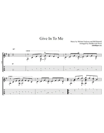 Give In To Me (Michael Jackson)-ноты и табы для гитары
