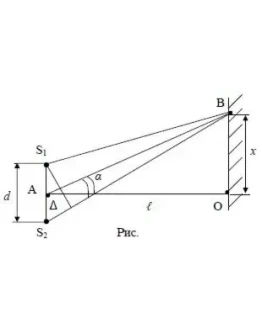 20. В опыте Юнга расстояние l от щелей до экрана равно