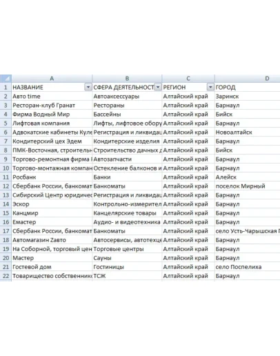 База юр.лиц, Владимирская о., 16167 записей, 2620 email