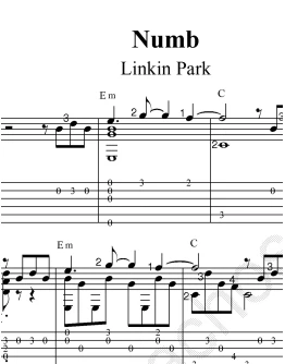 Numb (Linkin Park). Ноты и табы для гитары