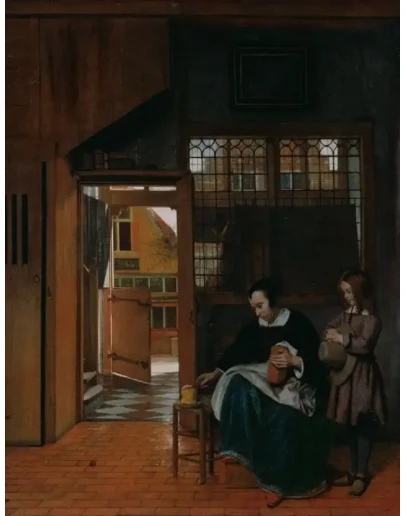 Питер де Хох. Женщина готовит мальчику бутерброд.