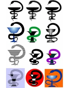 Векторная эмблема медицины - чаша со змеёй