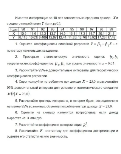 ТюмГУ Эконометрика Вариант 10 контрольная