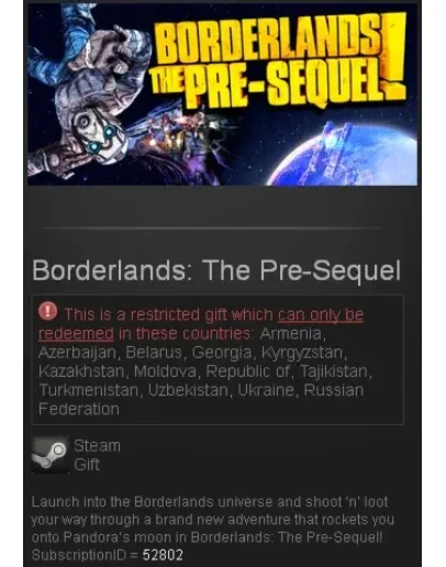 Borderlands The Pre-Sequel Steam RU+CIS Borderlands The Pre-Sequel Steam RU+CIS
