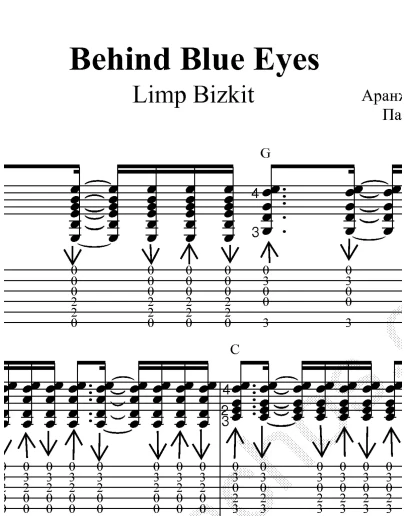 Behind Blue Eyes (Limp Bizkit). Ноты и табы для гитары