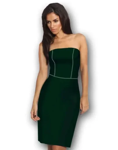 Готовая выкройка прилегающего платья с открытыми плечам