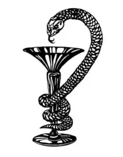 Змея и чаша - эмблема медицины в векторе