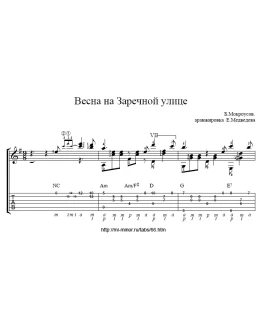 Песня из к/ф Весна на заречной улице - ноты, табулатура