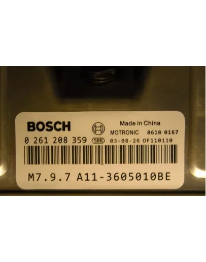 Chery A11 1.6L M7.9.7 0261208359 03605010BF(BE) TUN Chery A11 1.6L M7.9.7 0261208359 03605010BF(BE) TUN