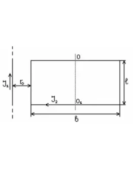 17. Прямой бесконечный ток I1 и прямоугольная рамка дли