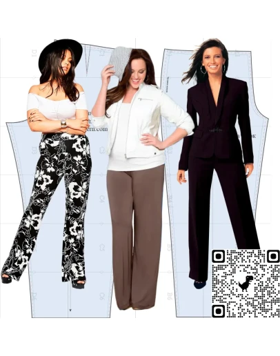 Готовая выкройка женских брюк больших размеров Готовая выкройка женских брюк больших размеров