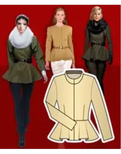 Готовая выкройка жакета с баской в четырех размерах