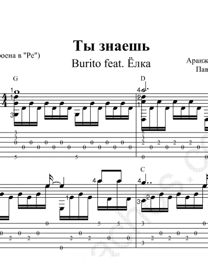Ты знаешь (Burito ft. Ёлка). Ноты и табы для гитары