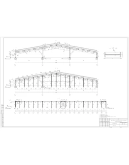 Одноэтажное трехпролетное здание 120х108м (DWG)