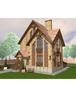 Двухэтажный коттедж с подвалом, жилым чердаком (DWG)