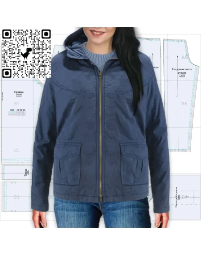 Готовая выкройка женской куртки с капюшоном Готовая выкройка женской куртки с капюшоном