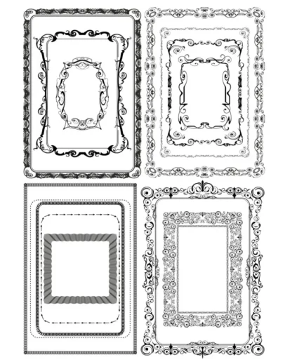 Черно-белые векторные рамки для текста с завитками