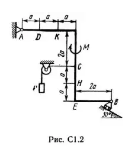 Решение С1-20 (Рисунок С1.2 условие 0 С.М. Тарг 1989 г)