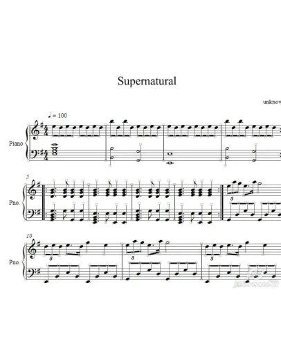 SuperNatural ноты для фортепиано