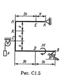 Решение С1-50 (Рисунок С1.5 условие 0 С.М. Тарг 1989 г)