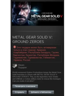 METAL GEAR SOLID V: GROUND ZEROES (Steam, Gift, RU/CIS)