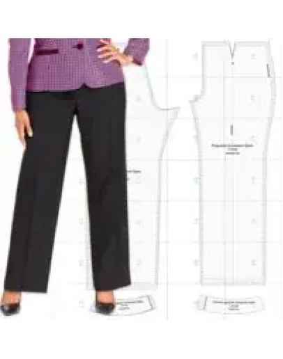 Готовая выкройка женских брюк для полных в четырех разм