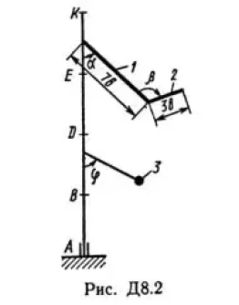 Решение Д8-23 (Рисунок Д8.2 условие 3 С.М. Тарг 1989 г)
