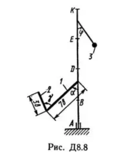 Решение Д8-87 (Рисунок Д8.8 условие 7 С.М. Тарг 1989 г)