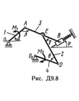 Решение Д9-87 (Рисунок Д9.8 условие 7 С.М. Тарг 1989 г)