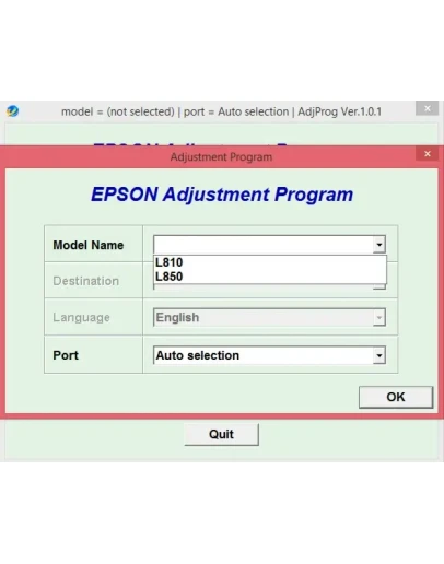Adjustment program Epson L810, L850
