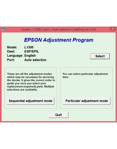 Adjustment program Epson L1300