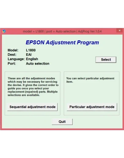 Adjustment program Epson L1800